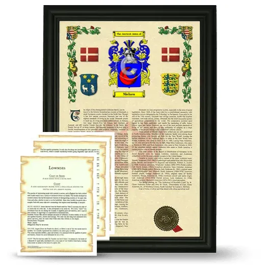 Nielsen Framed Armorial History and Symbolism - Black