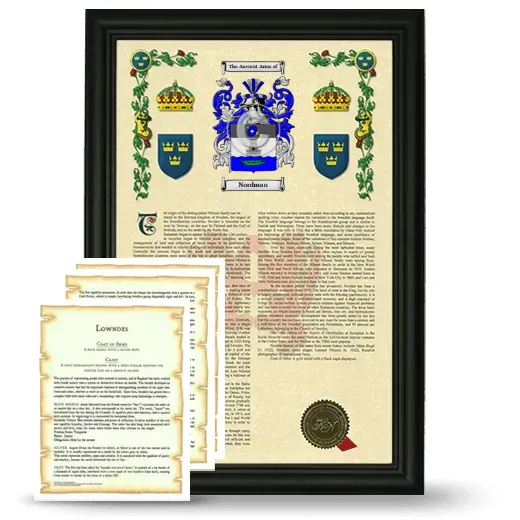 Nordman Framed Armorial History and Symbolism - Black