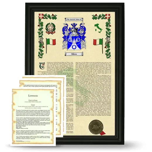 Odera Framed Armorial History and Symbolism - Black