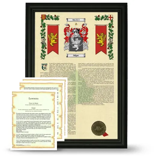 Odgar Framed Armorial History and Symbolism - Black