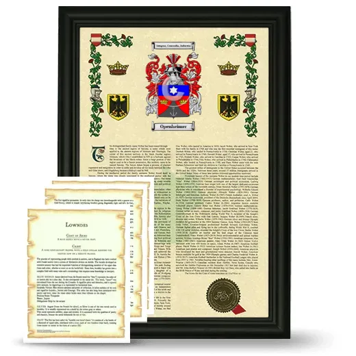 Openheimer Framed Armorial History and Symbolism - Black