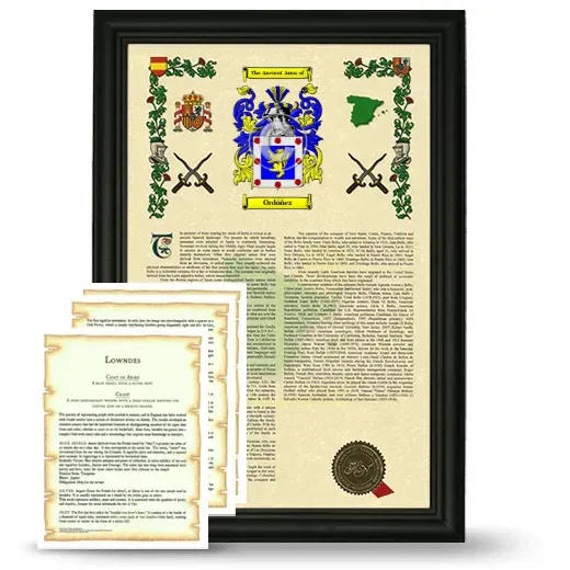 Ordóñez Framed Armorial History and Symbolism - Black