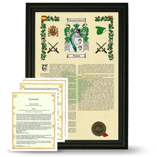 Ossuna Framed Armorial History and Symbolism - Black