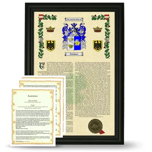 Overman Framed Armorial History and Symbolism - Black