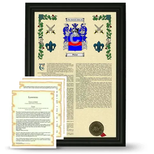 Paine Framed Armorial History and Symbolism - Black
