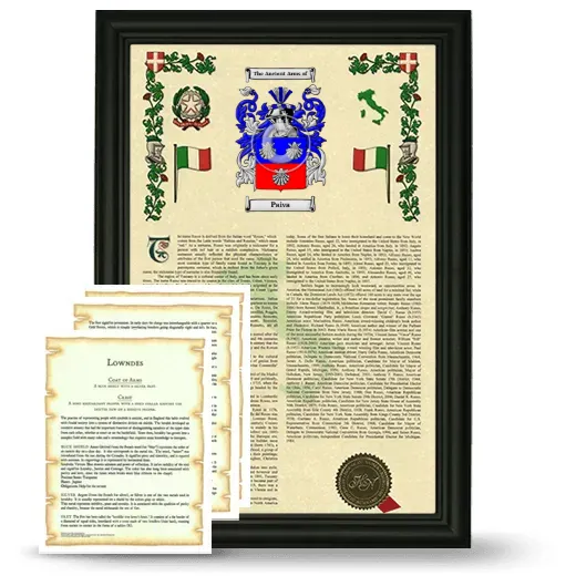 Paiva Framed Armorial History and Symbolism - Black