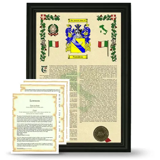 Pantaleon Framed Armorial History and Symbolism - Black