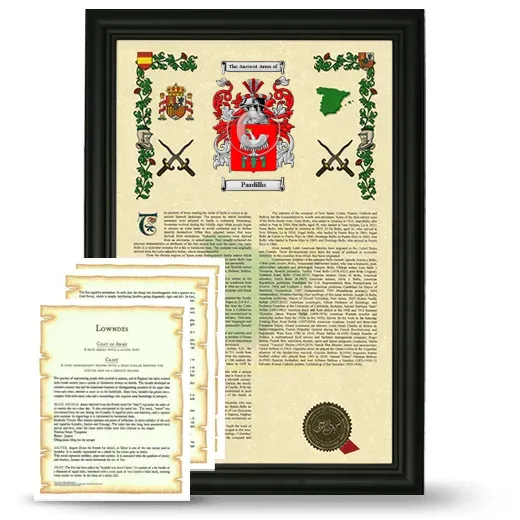 Pardillo Framed Armorial History and Symbolism - Black