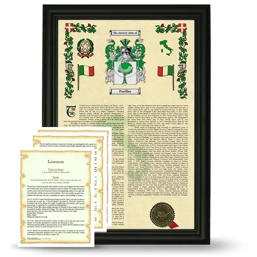 Pasillas Framed Armorial History and Symbolism - Black