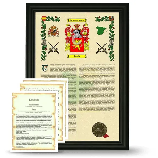 Peralt Framed Armorial History and Symbolism - Black