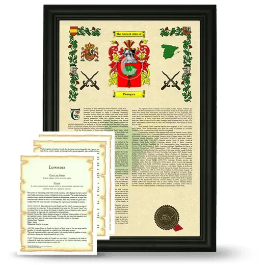 Pereyra Framed Armorial History and Symbolism - Black