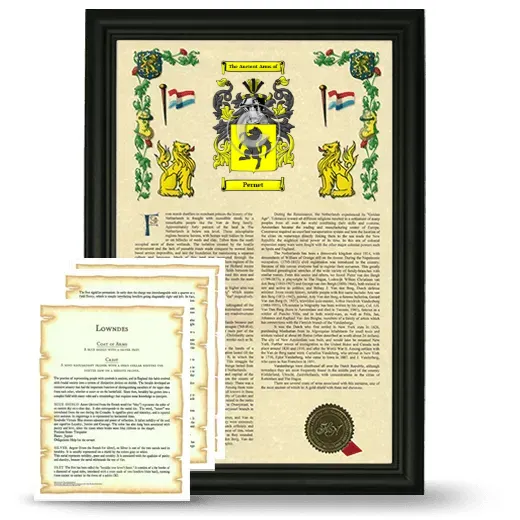 Pernet Framed Armorial History and Symbolism - Black