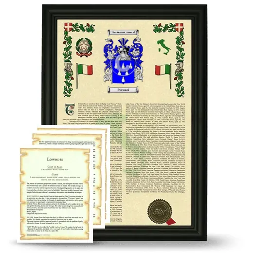 Peruzzi Framed Armorial History and Symbolism - Black
