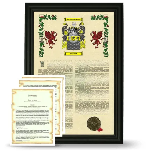 Pescott Framed Armorial History and Symbolism - Black