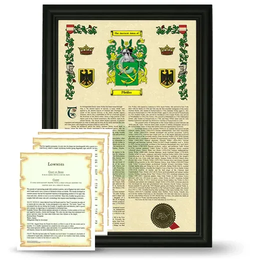 Pfeifer Framed Armorial History and Symbolism - Black