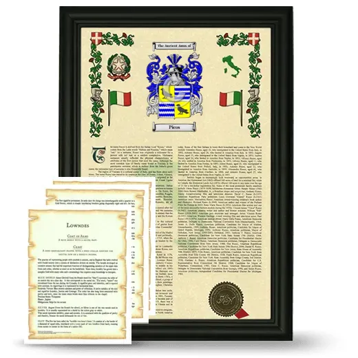 Picos Framed Armorial History and Symbolism - Black