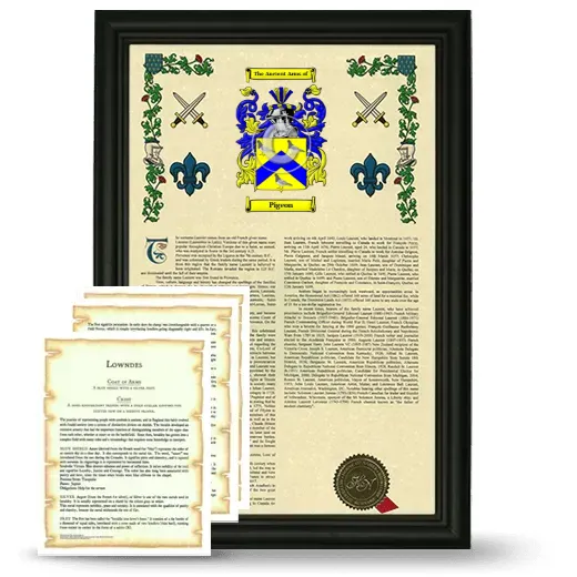 Pigeon Framed Armorial History and Symbolism - Black