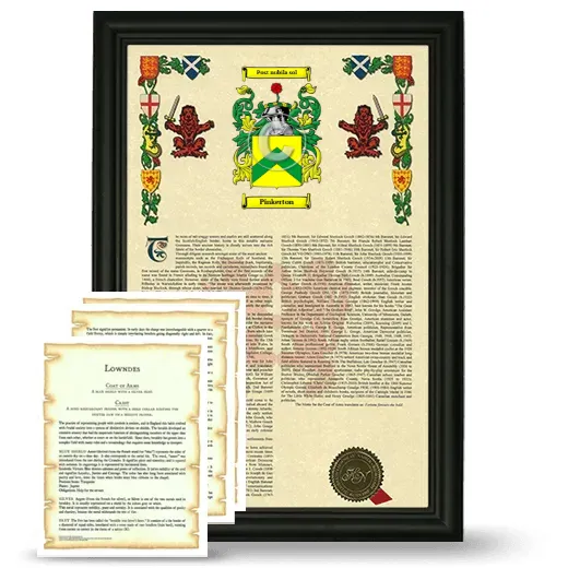Pinkerton Framed Armorial History and Symbolism - Black