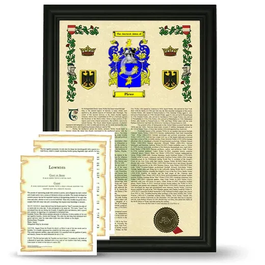 Plewe Framed Armorial History and Symbolism - Black