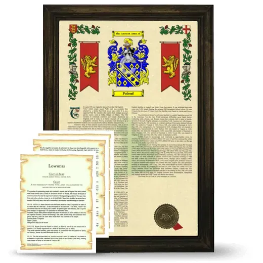 Polend Framed Armorial History and Symbolism - Brown