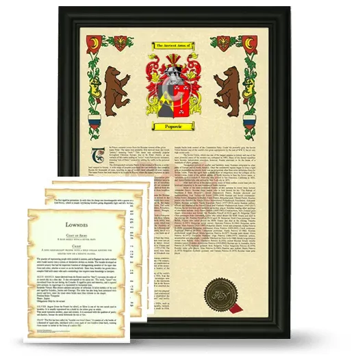 Popovic Framed Armorial History and Symbolism - Black