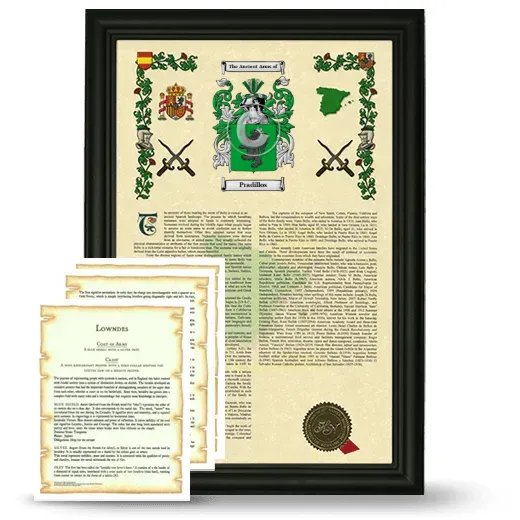 Pradillos Framed Armorial History and Symbolism - Black