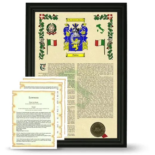 Pretto Framed Armorial History and Symbolism - Black