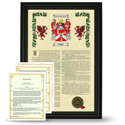 Priddle Framed Armorial History and Symbolism - Black