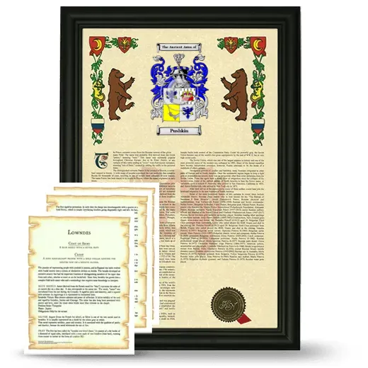 Pushkin Framed Armorial History and Symbolism - Black