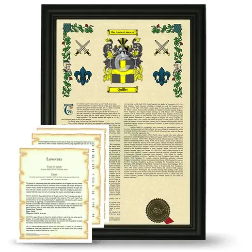Quillet Framed Armorial History and Symbolism - Black