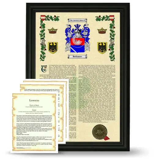 Rednauer Framed Armorial History and Symbolism - Black