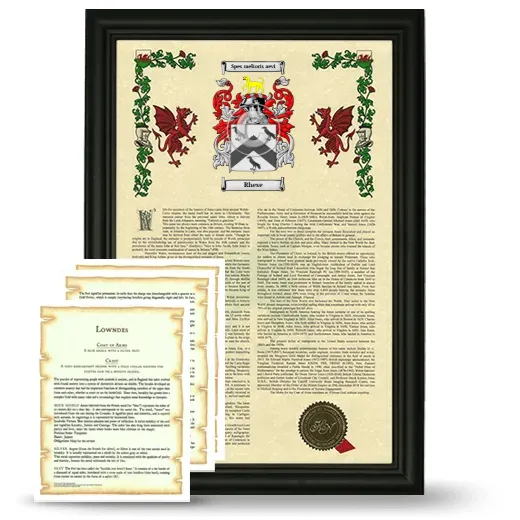 Rhese Framed Armorial History and Symbolism - Black