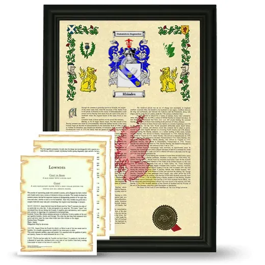 Rhindes Framed Armorial History and Symbolism - Black