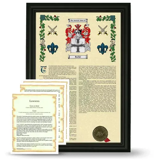 Roché Framed Armorial History and Symbolism - Black