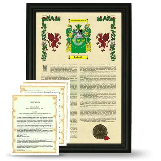 Roderick Framed Armorial History and Symbolism - Black
