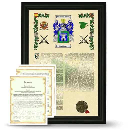Rodriques Framed Armorial History and Symbolism - Black