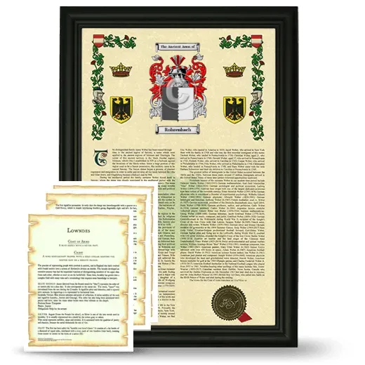 Rohrenbach Framed Armorial History and Symbolism - Black