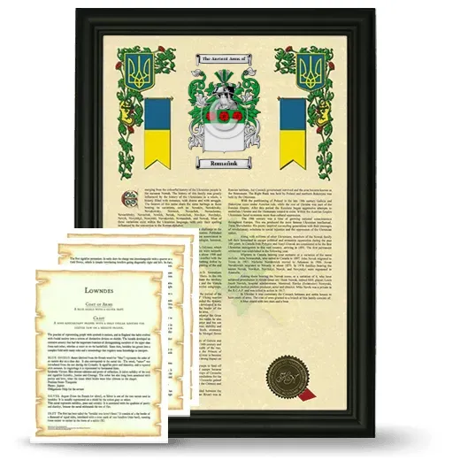 Romañuk Framed Armorial History and Symbolism - Black