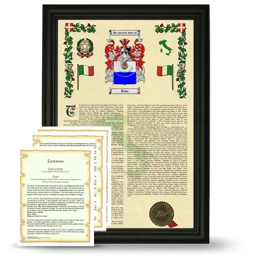 Rosa Framed Armorial History and Symbolism - Black