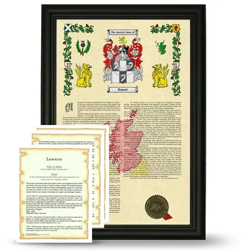 Rossei Framed Armorial History and Symbolism - Black