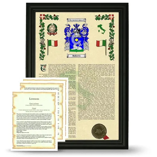 Rubertis Framed Armorial History and Symbolism - Black
