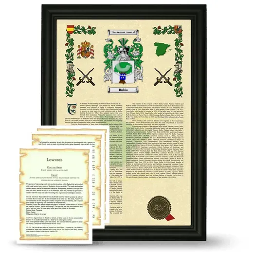 Rubia Framed Armorial History and Symbolism - Black