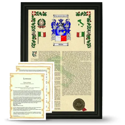 Rubin Framed Armorial History and Symbolism - Black
