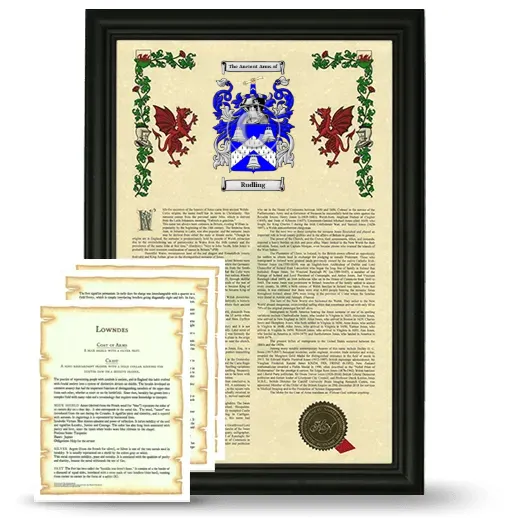 Rudling Framed Armorial History and Symbolism - Black