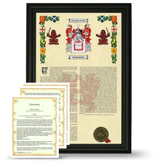 Rutherfords Framed Armorial History and Symbolism - Black
