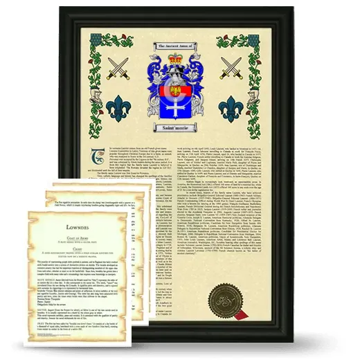 Saint'morie Framed Armorial History and Symbolism - Black