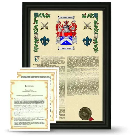 Saint'onge Framed Armorial History and Symbolism - Black