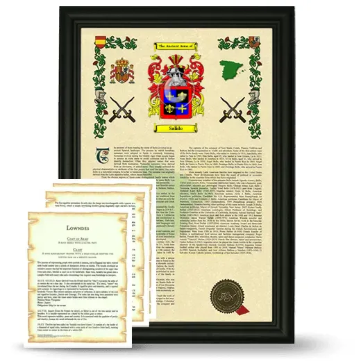Salido Framed Armorial History and Symbolism - Black
