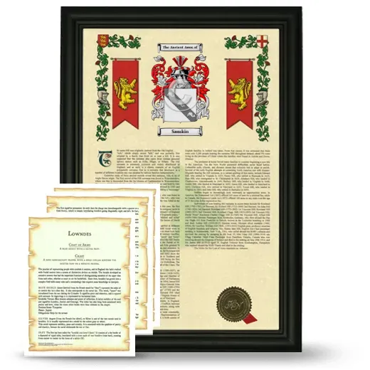 Samkin Framed Armorial History and Symbolism - Black