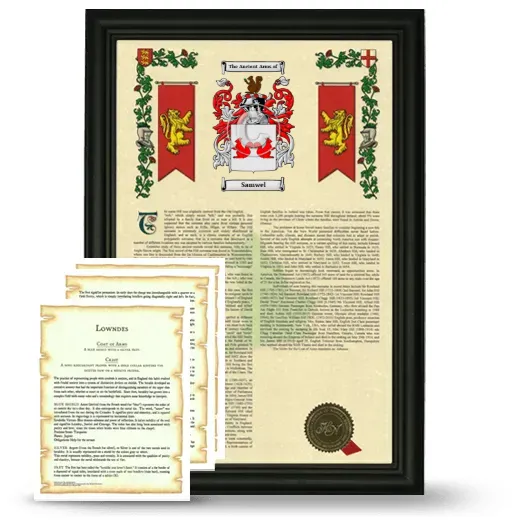Samwel Framed Armorial History and Symbolism - Black